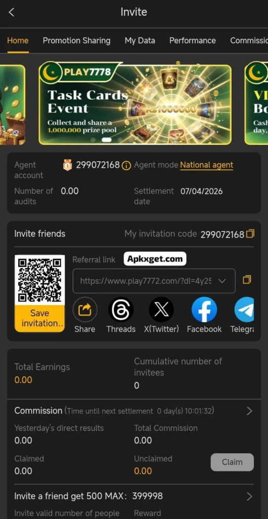 Play7778 Game best earning apk